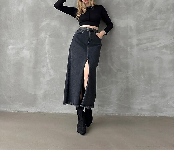 Maxi denim etek
