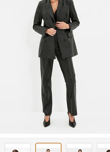 Siyah deri blazer ceket 