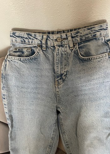 34 Beden Kadın Bej Bol Kesim Midi Denim Pantolon