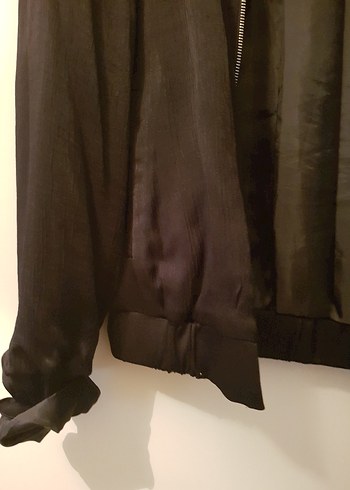 Kadın Siyah Fermuarlı Midi Ceket - Görsel 3