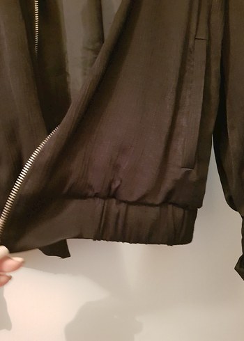 Kadın Siyah Fermuarlı Midi Ceket - Görsel 2