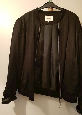 Kadın Siyah Fermuarlı Midi Ceket - Görsel 5