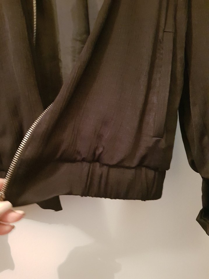 Kadın Siyah Fermuarlı Midi Ceket - Görsel 2