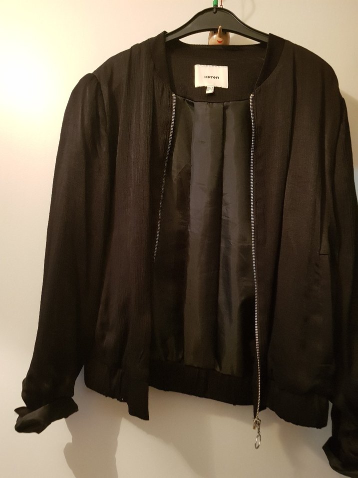 Kadın Siyah Fermuarlı Midi Ceket - Görsel 5