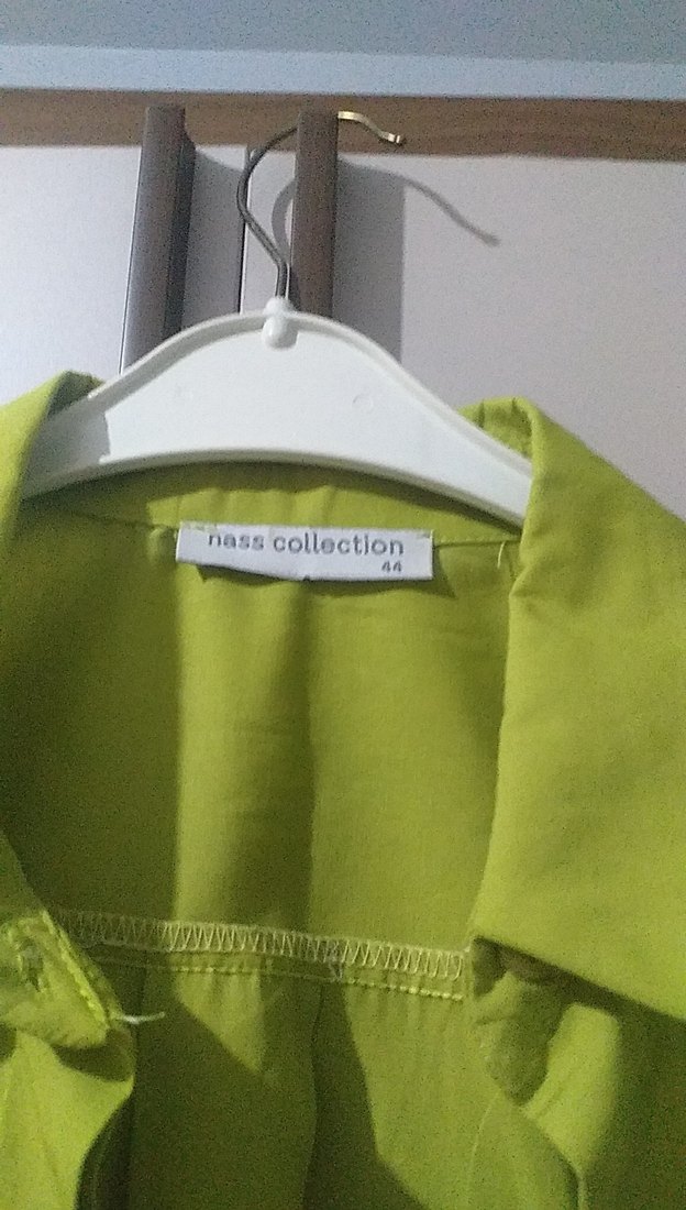 Kadın Yeşil Keten Pilili Gömlek - Görsel 3