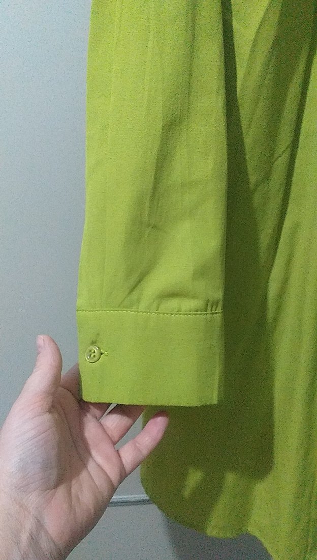 Kadın Yeşil Keten Pilili Gömlek - Görsel 2