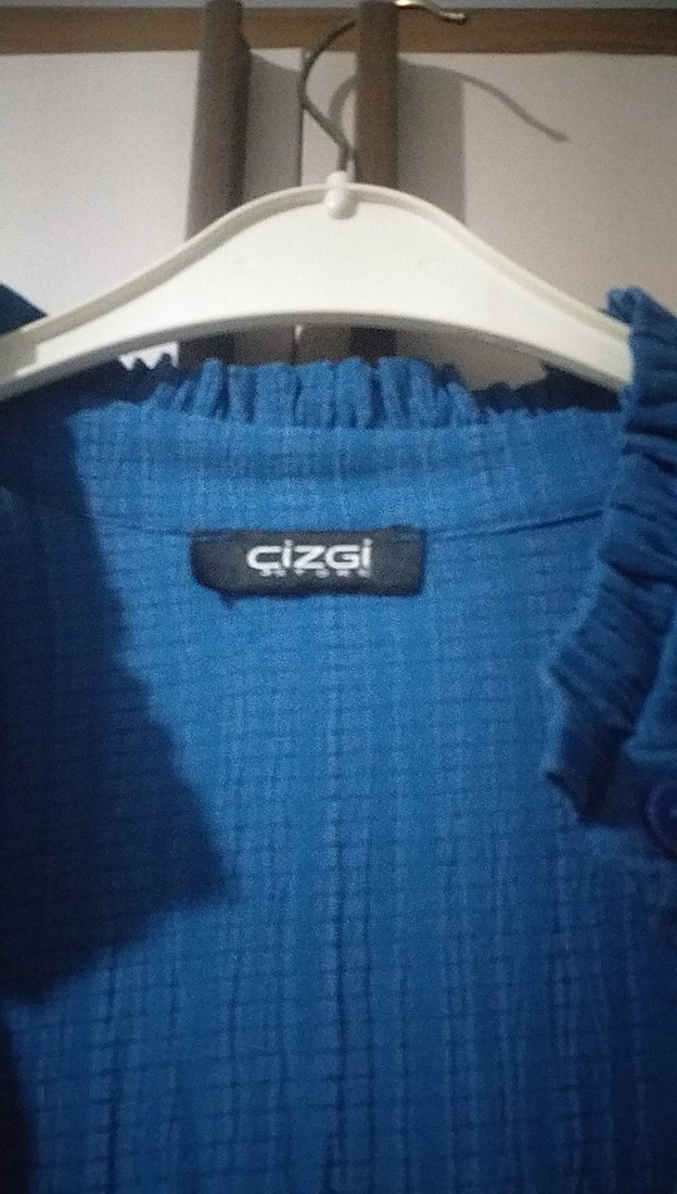 Uzun Mavi Keten Bohem Kadın Tunik - Görsel 3