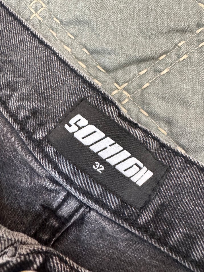 Gri Bol Kesim Midi erkek Kot Pantolon - Görsel 5