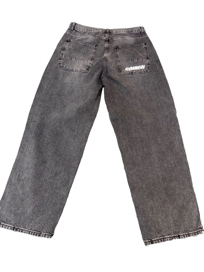 Gri Bol Kesim Midi erkek Kot Pantolon - Görsel 2