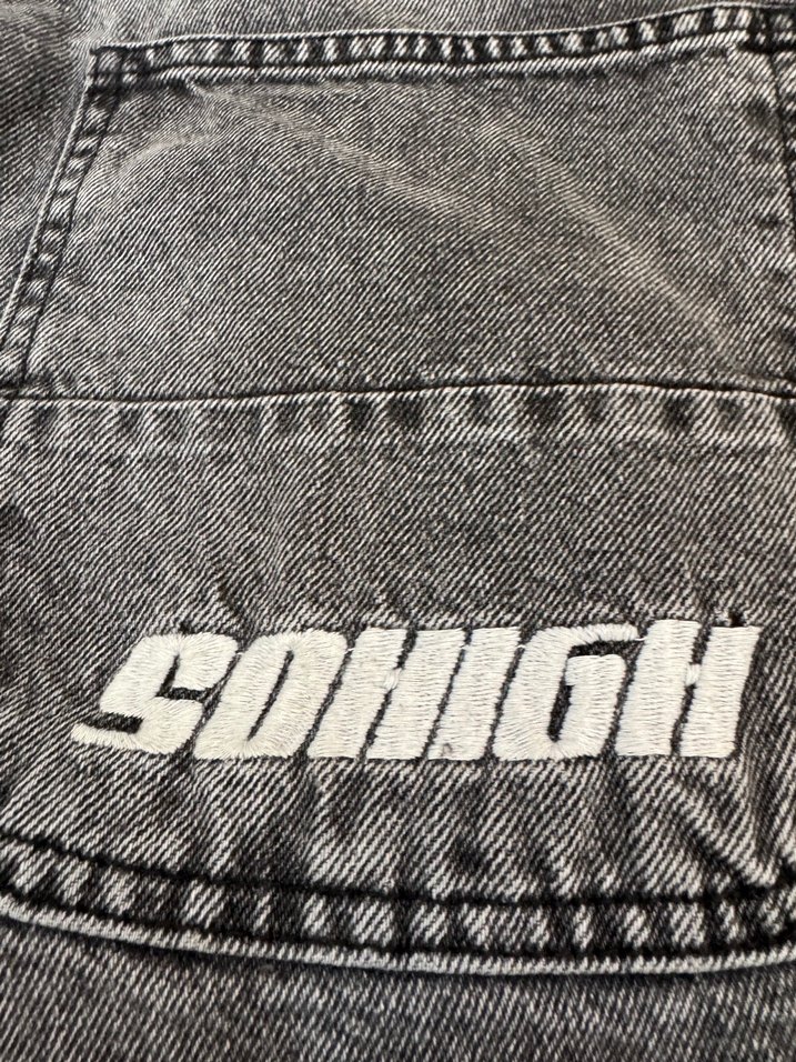 Gri Bol Kesim Midi erkek Kot Pantolon - Görsel 3