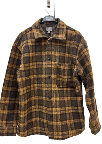 Düğmeli Kahverengi Ekoseli Erkek Midi Yün Ceket - Görsel 3