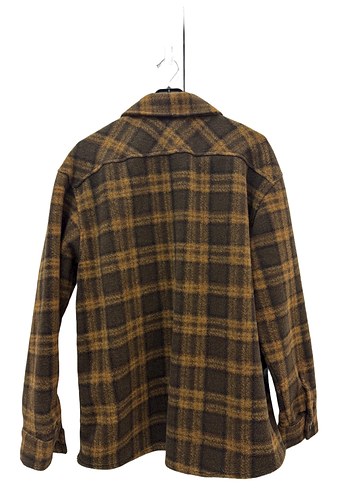 Düğmeli Kahverengi Ekoseli Erkek Midi Yün Ceket - Görsel 2