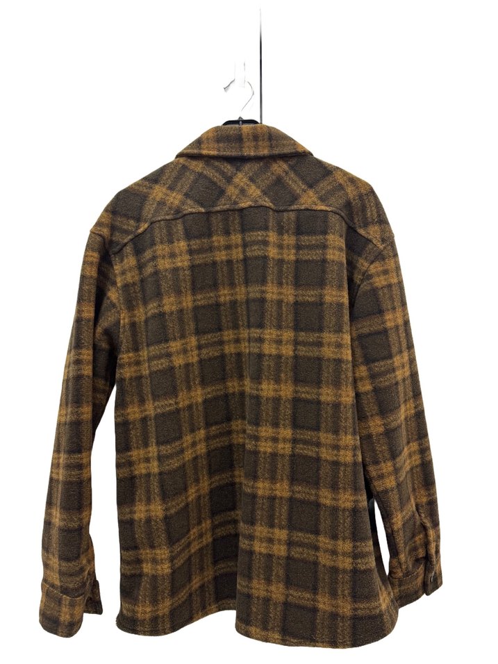 Düğmeli Kahverengi Ekoseli Erkek Midi Yün Ceket - Görsel 2