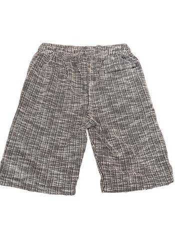 Gri Keten Bol Kesim Kemerli Erkek Şort - Görsel 2