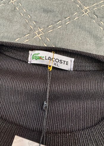 Lacoste Siyah Kısa Kollu Keten Tişört - Görsel 3