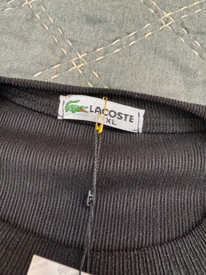 Lacoste Siyah Kısa Kollu Keten Tişört - Görsel 3