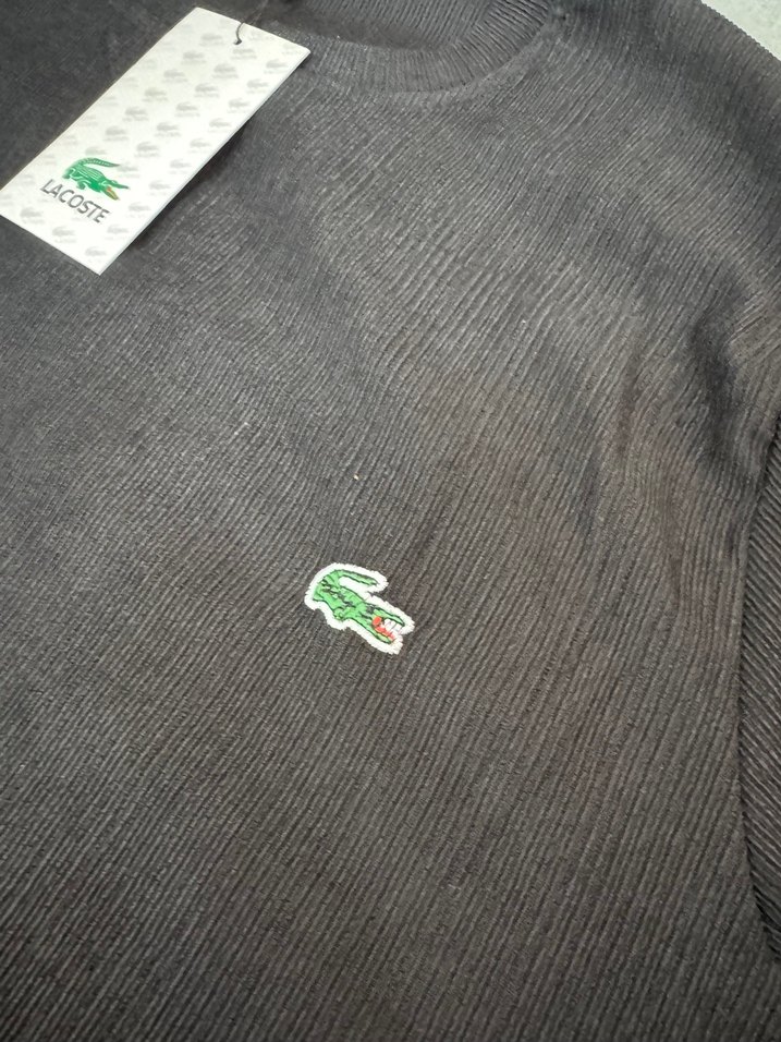 Lacoste Siyah Kısa Kollu Keten Tişört - Görsel 4