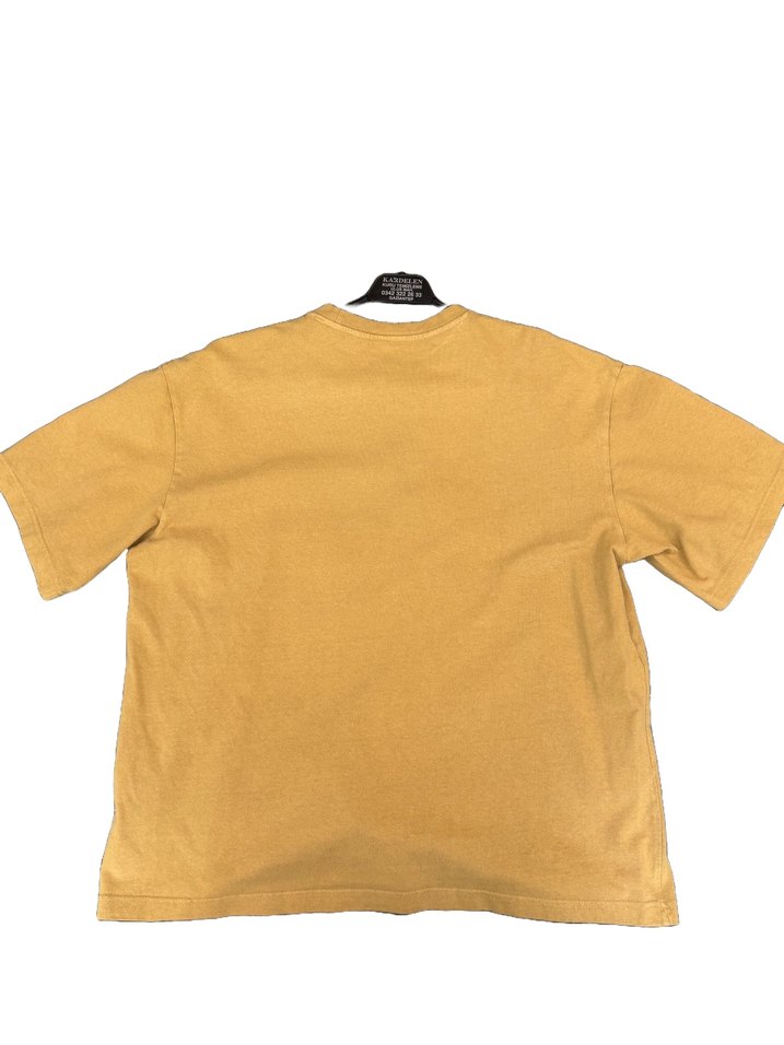 Erkek Sarı Bisiklet Yaka Keten Tişört - Görsel 2