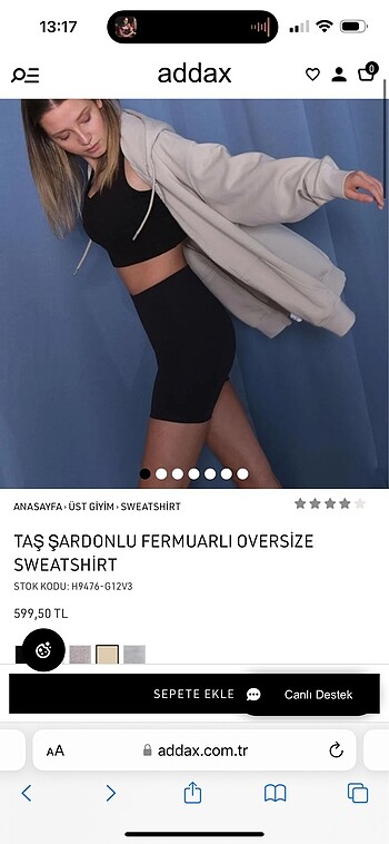 Addax Addax Taş Fermuarlı Sweatshirt
