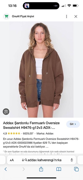 Addax Fermuarlı Sweatshirt