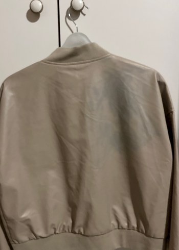 Düğmeli Bej Deri Kadın Ceket - Görsel 5