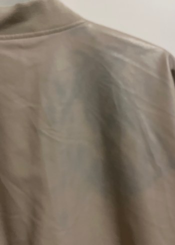 Düğmeli Bej Deri Kadın Ceket - Görsel 6