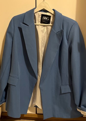 Düğmeli Mavi Kadın Blazer Ceket - Görsel 2