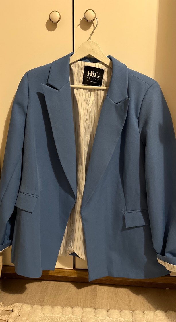 Düğmeli Mavi Kadın Blazer Ceket - Görsel 2