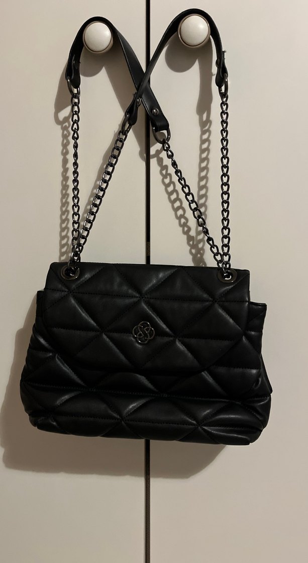 Zincir Detaylı Siyah Deri Kadın Çanta - Görsel 3