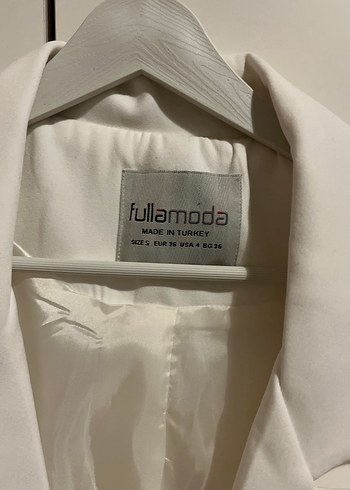 Düğmeli Beyaz Kadın Keten Blazer Ceket - Görsel 4