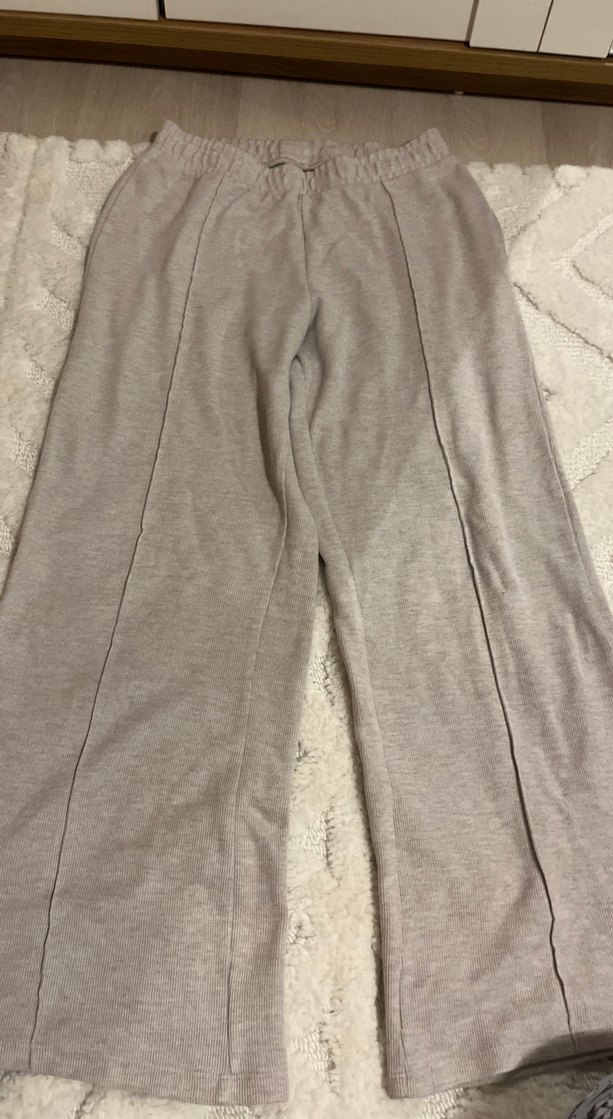 Gri Kadın Keten Salaş Midi Eşofman - Görsel 3