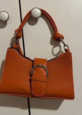 Kilit Tokalı Parlak Kahverengi Deri Çanta - Görsel 3