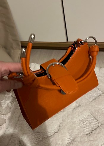 Kilit Tokalı Parlak Kahverengi Deri Çanta - Görsel 6