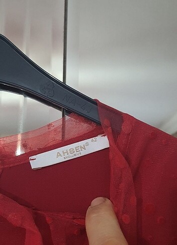 xl Beden kırmızı Renk Kırmızı tüllü puantiyeli abiye