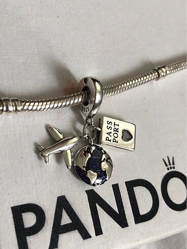 Pandora Gümüş Uçak dünya pasaport Pandora charm