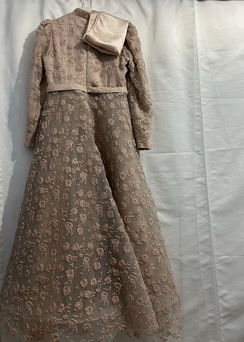 Bej İşlemeli Abiye bir kere kullanıldı.şal dahildir - Görsel 3