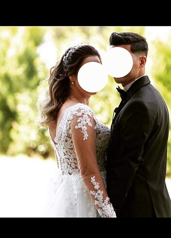 Gelinlik A kesim 42 beden arkadan iple bağlamalı