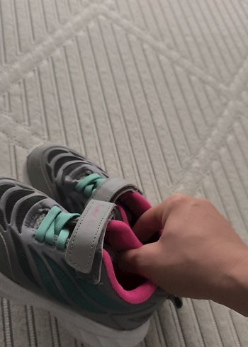 Kız Çocuk Gri Spor Ayakkabı Velcro - Görsel 2