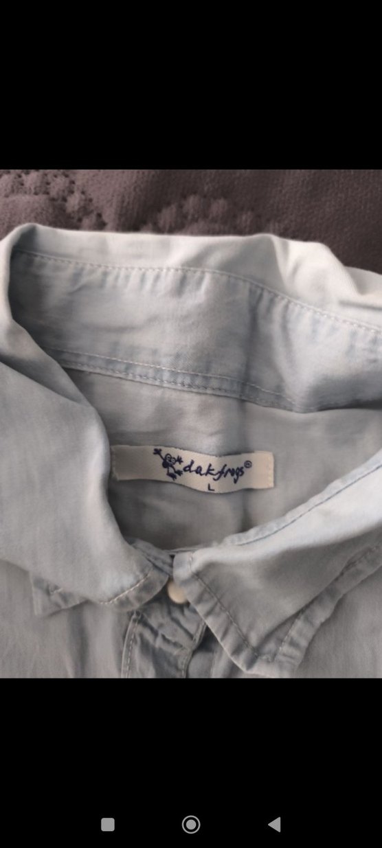 Düğmeli Gri kot Kadın Gömlek - Görsel 2