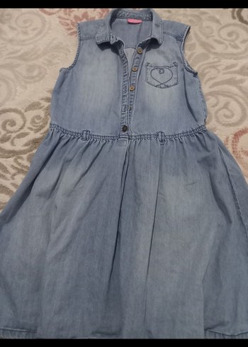 Kız Çocuk Gri Denim Kemerli Elbise - Görsel 2