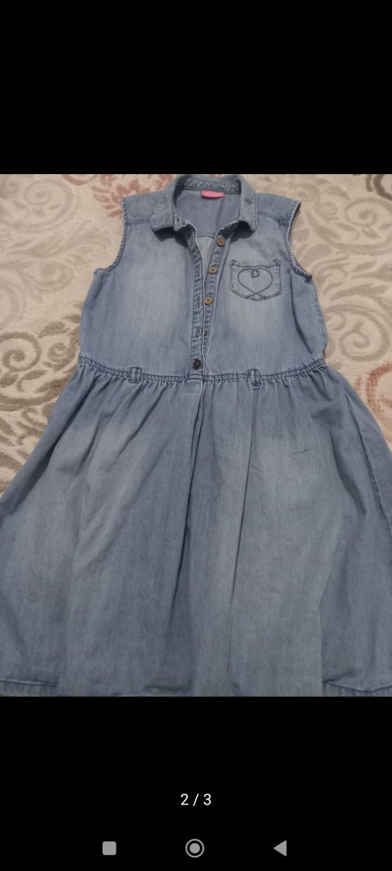 Kız Çocuk Gri Denim Kemerli Elbise - Görsel 2