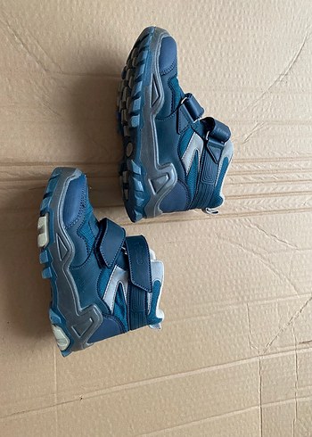 Mavi Gri Erkek Çocuk Botları Velcro - Görsel 3