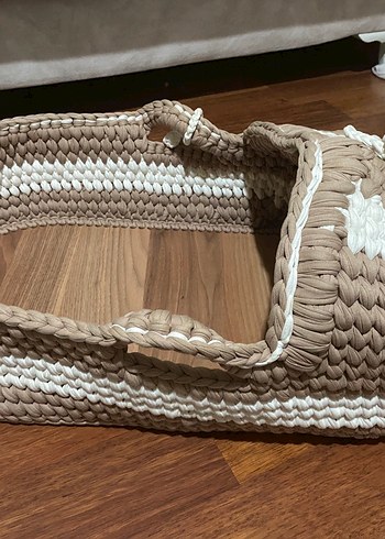 Kahverengi Örgü Bebek Sepeti - Görsel 5