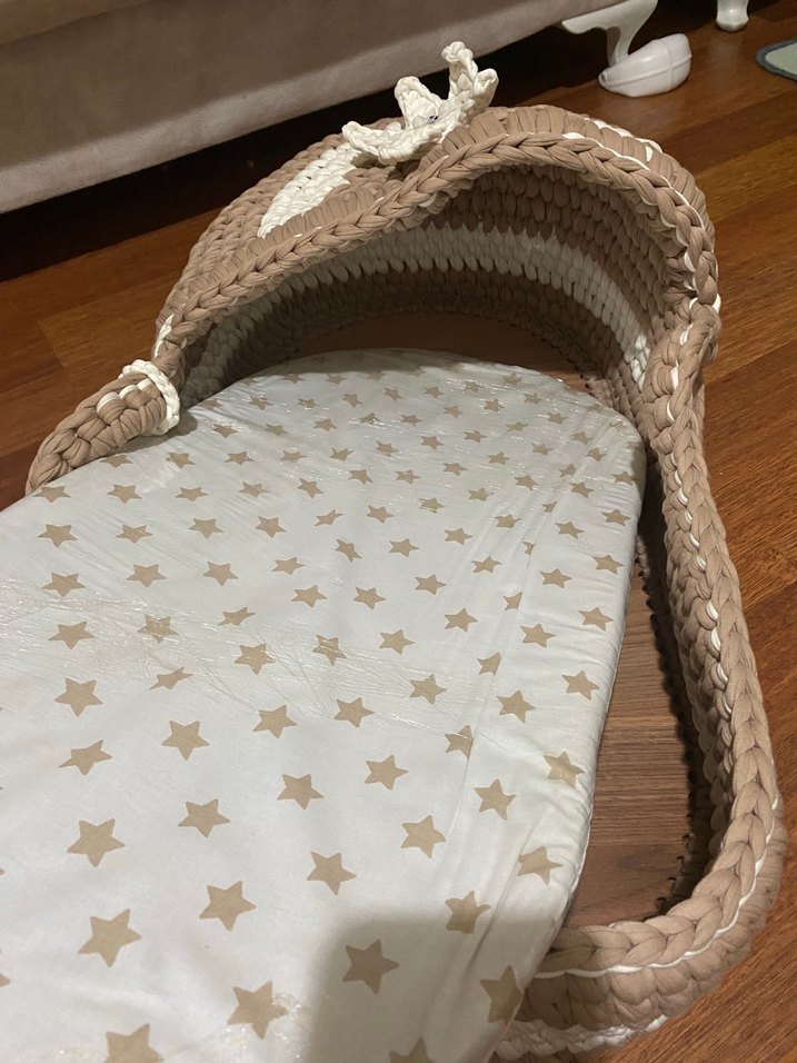 Kahverengi Örgü Bebek Sepeti - Görsel 3