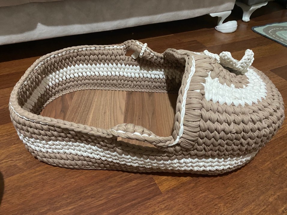 Kahverengi Örgü Bebek Sepeti - Görsel 5