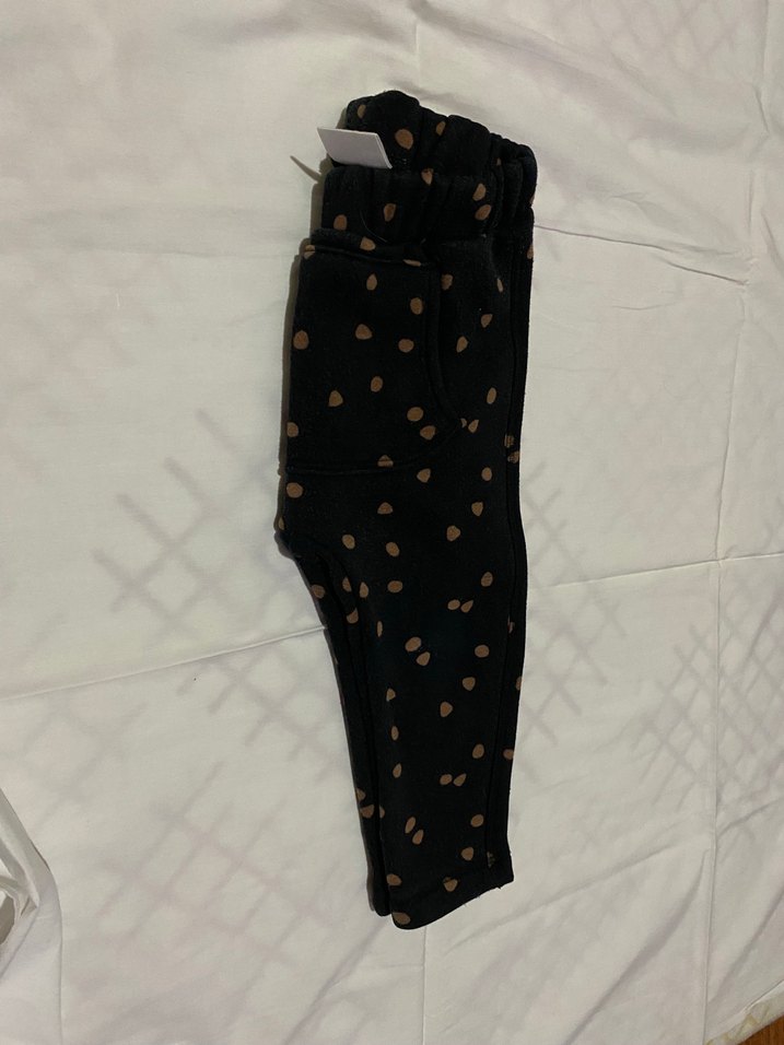 Düğmeli Kahverengi Puantiyeli Kız Tayt - Görsel 3