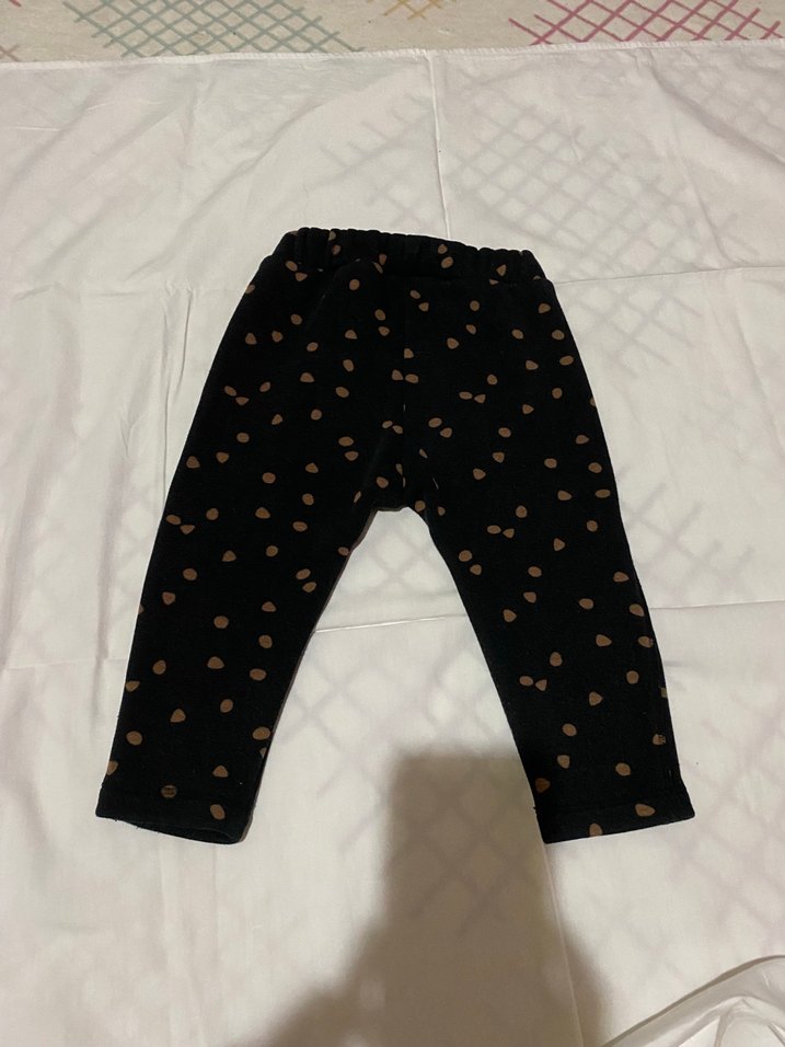 Düğmeli Kahverengi Puantiyeli Kız Tayt - Görsel 2