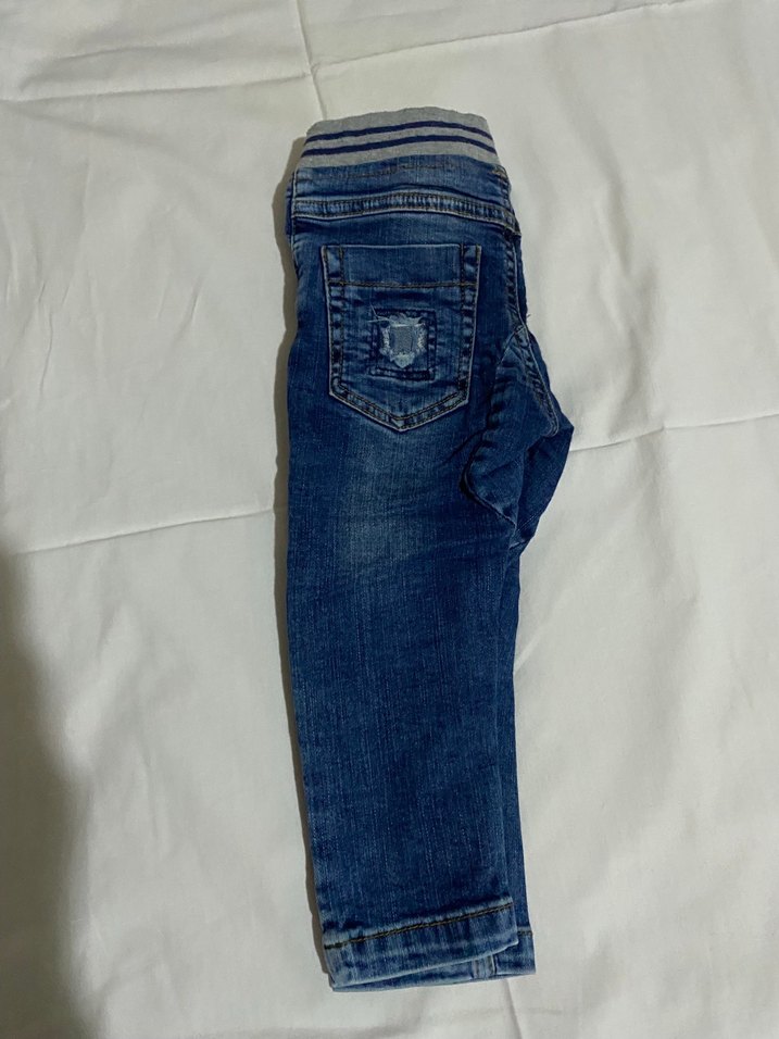 Düğmeli Mavi Erkek Çocuk Kot Pantolon - Görsel 3