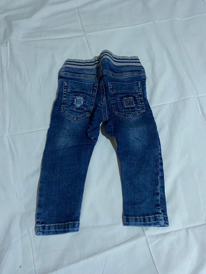 Düğmeli Mavi Erkek Çocuk Kot Pantolon - Görsel 2