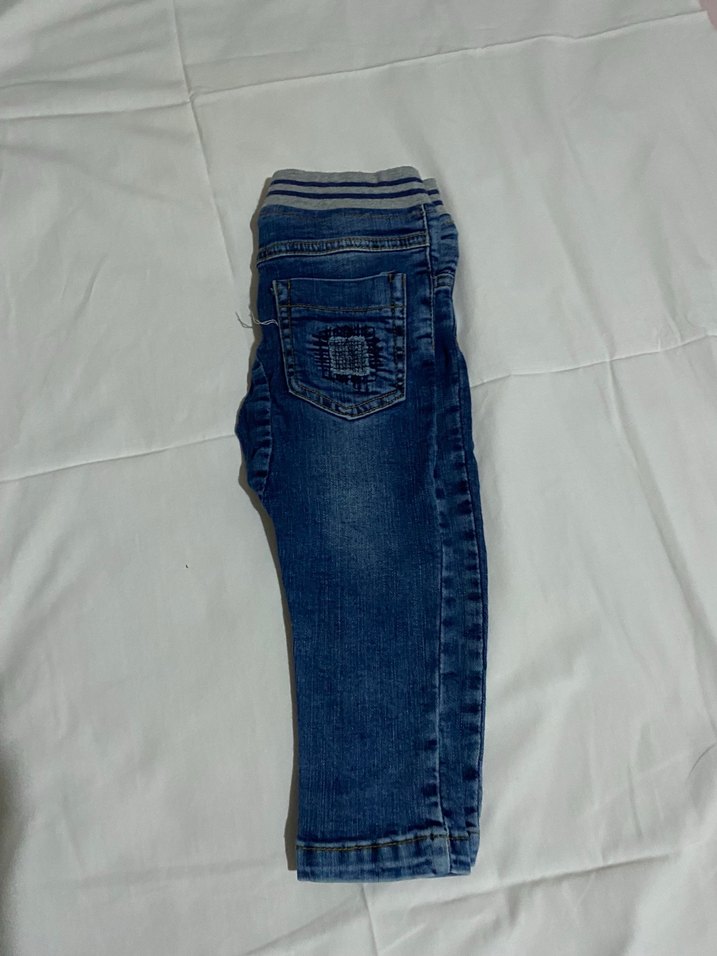 Düğmeli Mavi Erkek Çocuk Kot Pantolon - Görsel 4